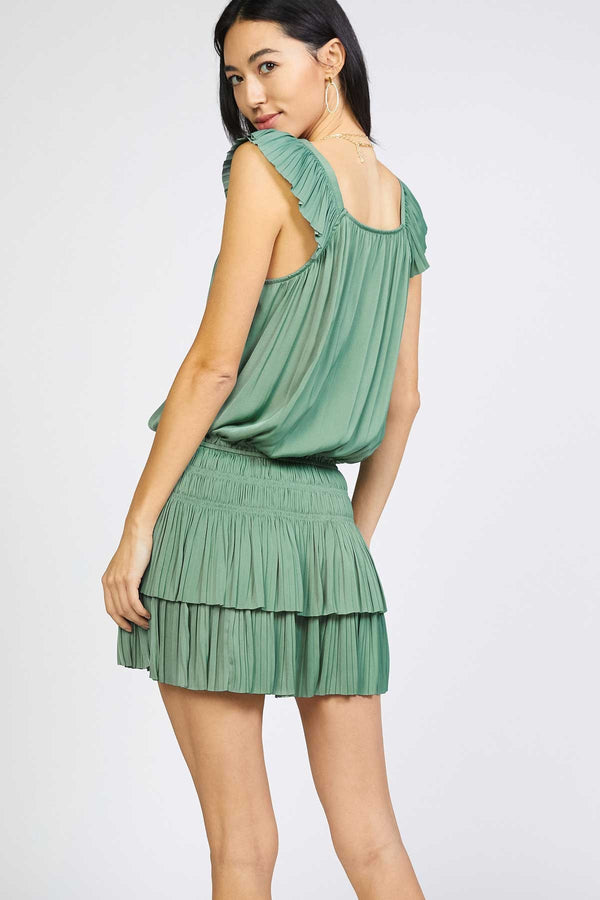 Verde Pleat Mini Dress