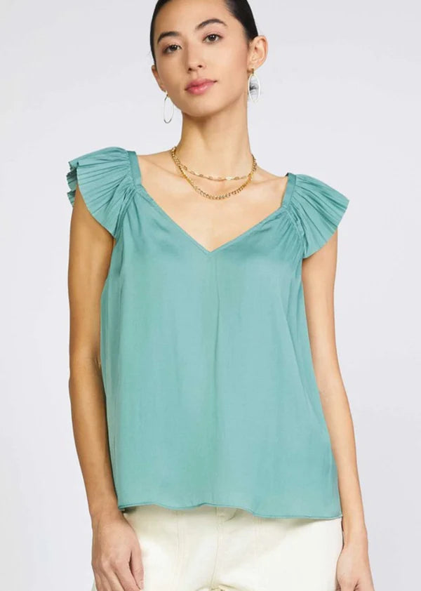 Val sweetheart neck Blouse I Sage Green