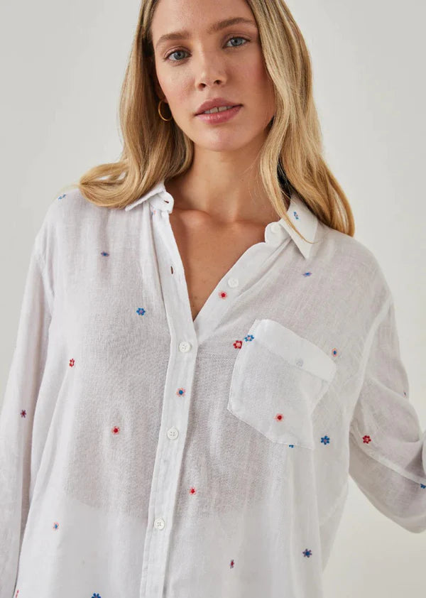 Charli Button Down Multi-Daisy Embroidery