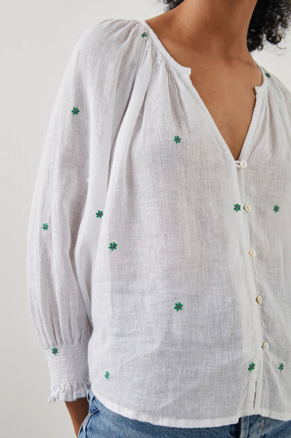 Mariah shirt | Green Daisy Embroidery